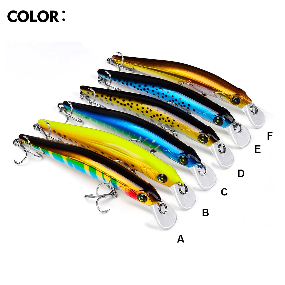 Full set of 6 Minnow Lures displayed in different vibrant colors
