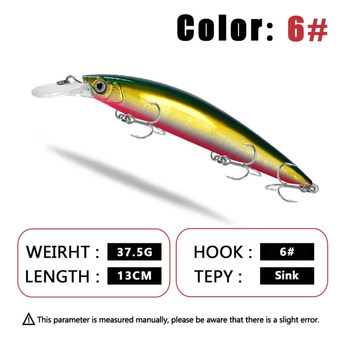 Long Casting Hard Bait Fishing Lure | Multiple Colors with Effective Treble Hook Design