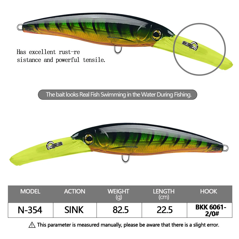 LureZ Bolt Fishing Lure in yellow and green with lifelike features