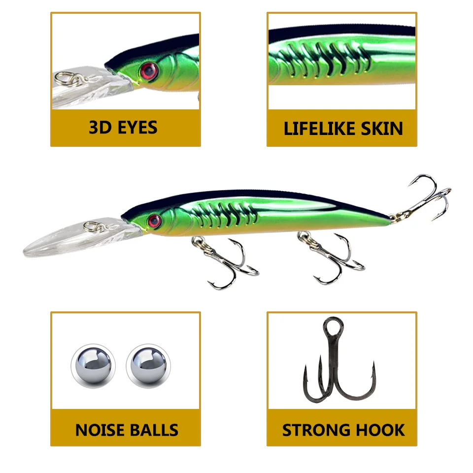  Close-up of LureZ Bolt Fishing Lure showing 3D eyes and noise-producing features