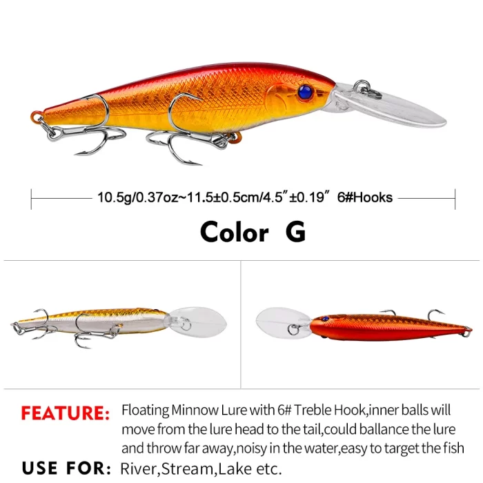 LureBolt Lure Bait Deep Diving Minnow Hard Fishing Lures for Freshwater Fishing - Image 8