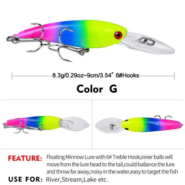 LureBolt Big Mouth Minnow Lure Deep Diving Colorful Hard Bait for Freshwater and Saltwater Fishing - Image 8
