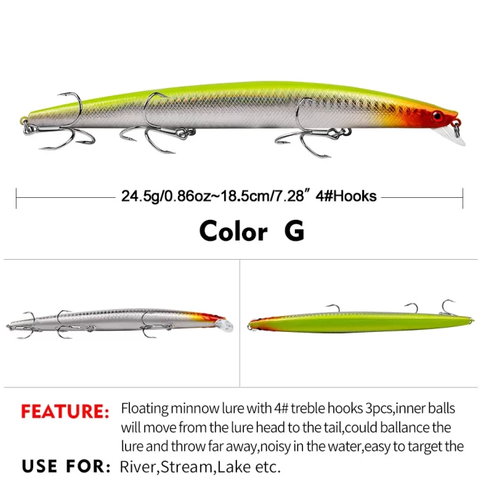 LureBolt Long Minnow Lure Ultra Long Casting Slim Hard Bait for Freshwater and Saltwater Big Fish - Image 8