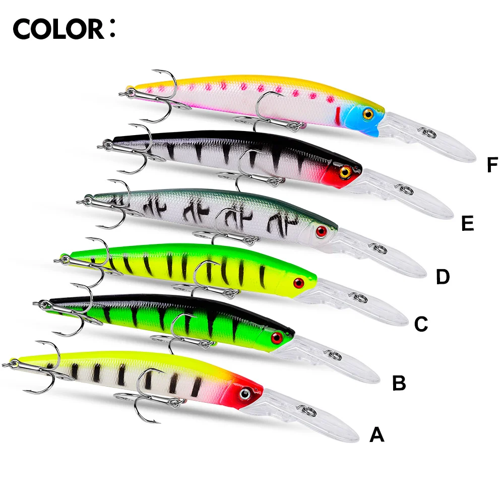 Long-Bill Minnow Lure - Assorted Colors with Double Hooks