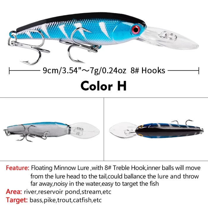 LureBolt Deep Diving Minnow Lure Hard Shell Lifelike Fishing Bait for Deep Water Lure Fishing - Image 8