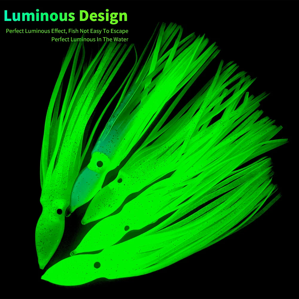 Showcase of various luminous design of the octopus soft lure