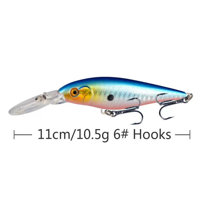 Long Lip Deep Diving Fishing Lure | Blue Back Multi-color Design - Image 8
