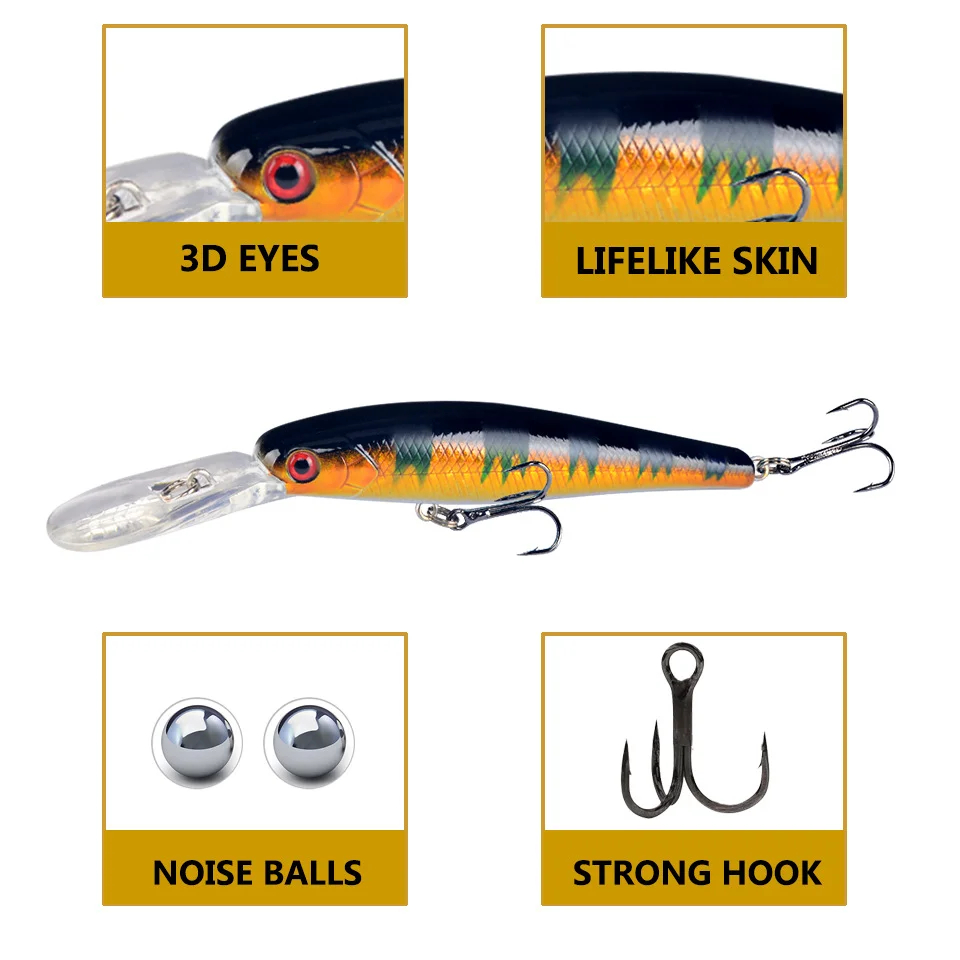 LureZ Bolt Fishing Lure in blue and yellow with realistic details