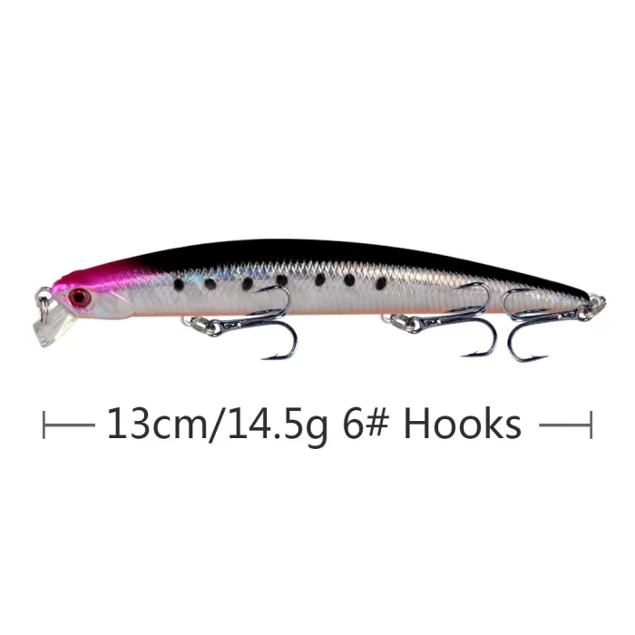 Long Minnow Fishing Lure with Holographic Body and Sharp Treble Hooks for Saltwater & Freshwater - Image 9