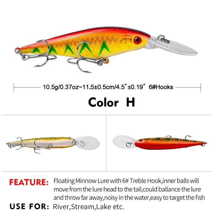 LureBolt Lure Bait Deep Diving Minnow Hard Fishing Lures for Freshwater Fishing - Image 9