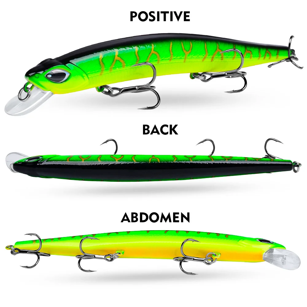 Three-angle view of the Color A lure showing positive, back, and abdomen profiles for full visual assessment.