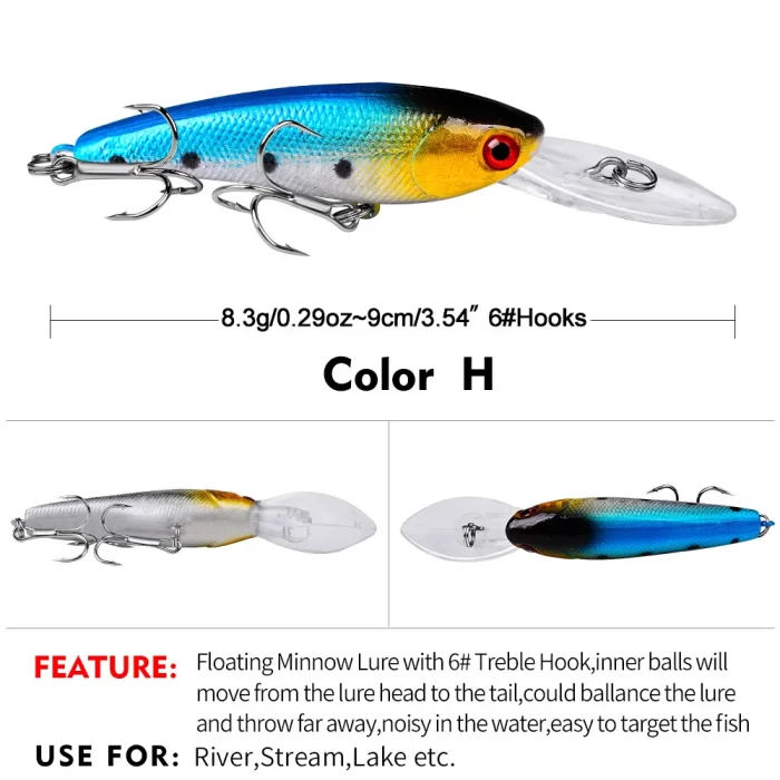 LureBolt Big Mouth Minnow Lure Deep Diving Colorful Hard Bait for Freshwater and Saltwater Fishing - Image 9
