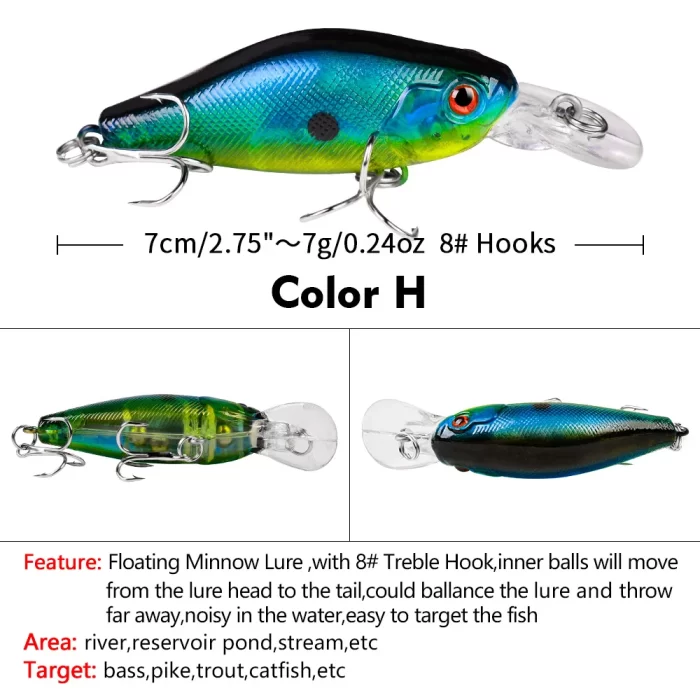 LureBolt Mini Shallow Water Fishing Lures | Small Crankbait Hard Bait for Bass - Image 2