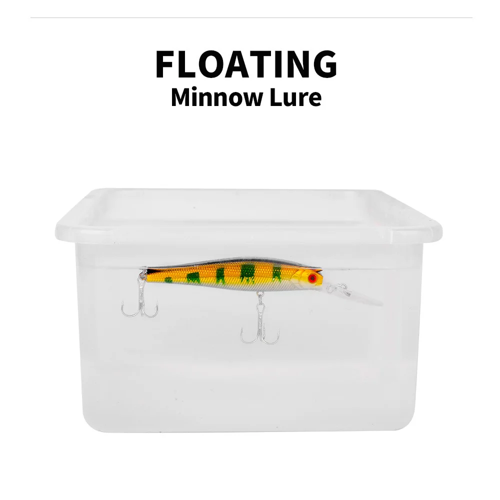 Floating lure shown in water tank demonstrating buoyancy