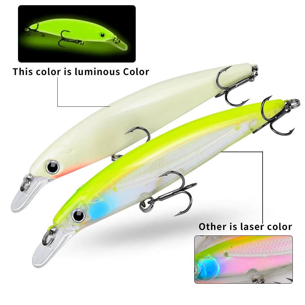 Luminous Minnow Lure Glowing in Dark – Yellow and White Body