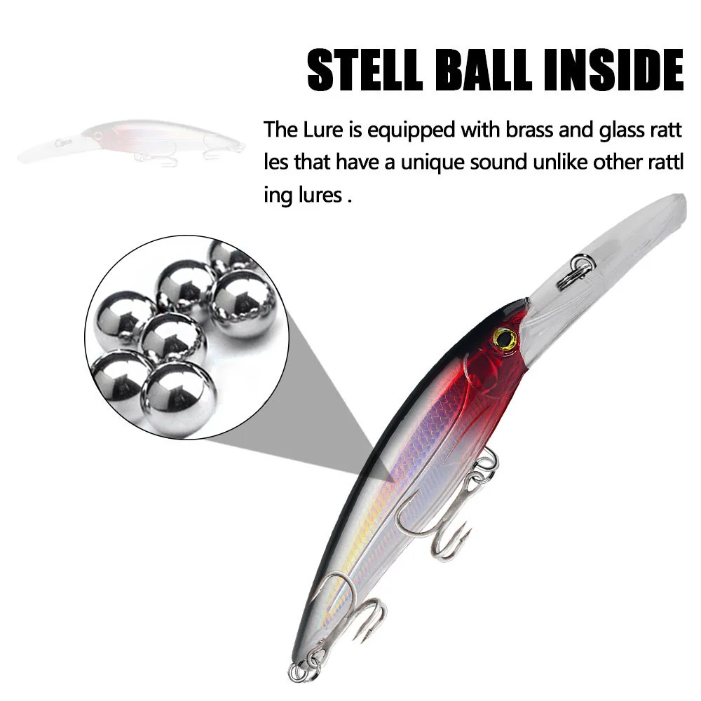 Close-up of LureZ Bolt Fishing Lure showing 3D eyes and noise balls