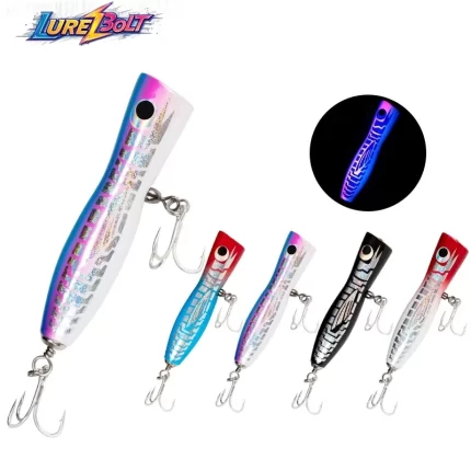 Glow in the Dark Reflective Popper Lure for Night Saltwater Fishing - Multi Color