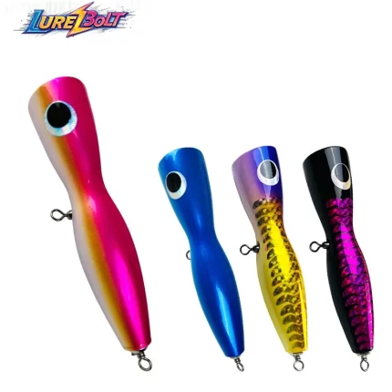 Large Saltwater Popper Lure for GT Tuna Offshore Casting | Reflective Surface Bait