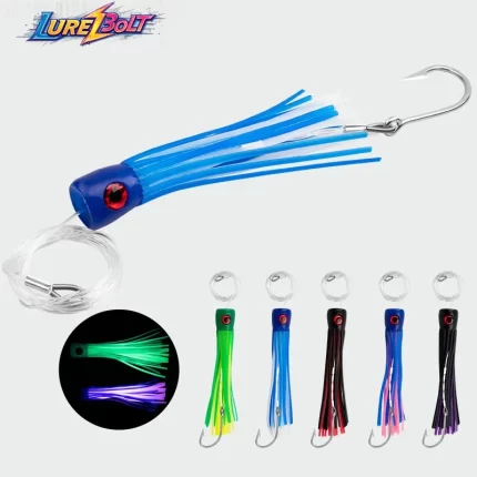 Luminous Squid Skirt Saltwater Trolling Lure with Hook – Realistic Action for Big Game Fishing