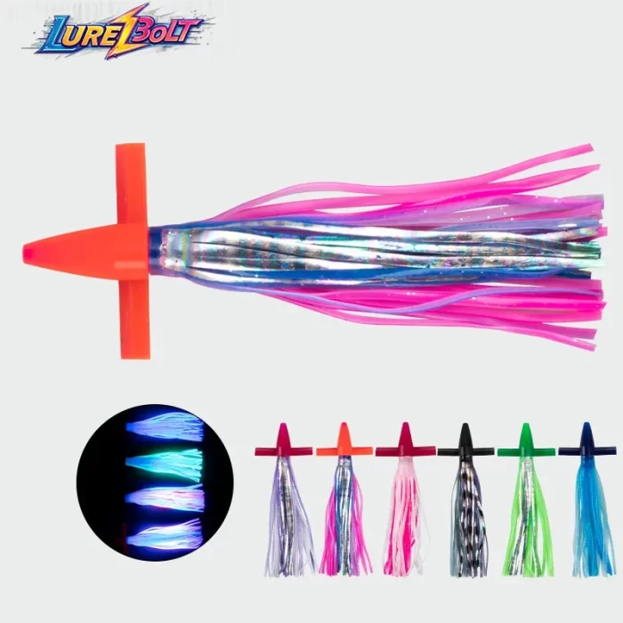 Rotating Luminous Squid Skirt Lure – Offshore Trolling Lure for Marlin & Tuna