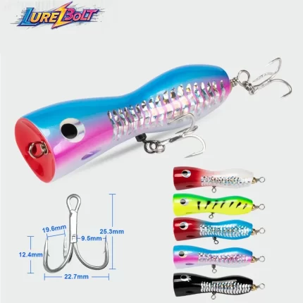 Reflective Popper Lure in Multi Colors – Hard Bait for Saltwater Predatory Fish