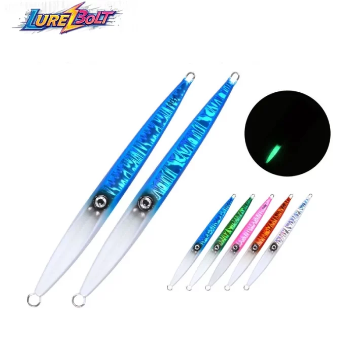Laser Reflective Slim Metal Jig Lure with Glow Effect for Deep Sea Slow Jigging – Multi-color Options