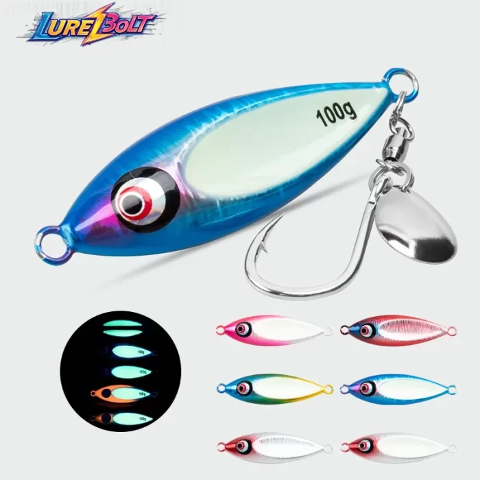 Glow Fish-Eye Metal Jig Lure | Slow Jigging with Single Hook & Blade