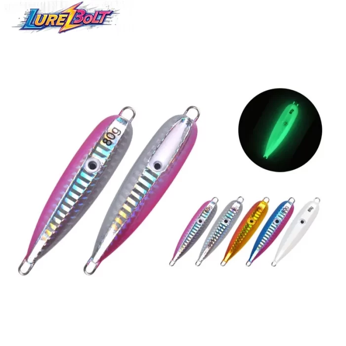 Glow Squid Skirt Metal Jig Lure | Saltwater Fishing Lure with Octopus Skirt
