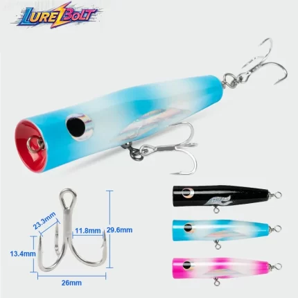 Long Cast Popper Lure – Splashing Surface Action for Bass, Snakehead & More