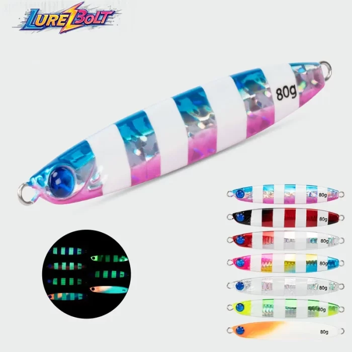 Glow Stripe Slow Jig Metal Lure – Multi-Color Saltwater Fishing Jig