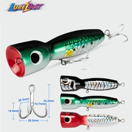 Heavy Topwater Wooden Popper – Loud Splashing Action for Snakehead, Bass & Pike