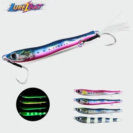 Realistic Glow Metal Jig Lure with Double Hooks for Deep Saltwater Fishing