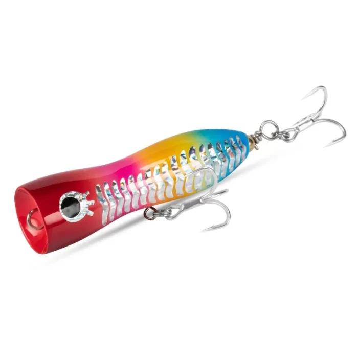 Explosive Long Casting Treble Hook Wooden Popper Lure for Surface Saltwater Fishing - Image 5
