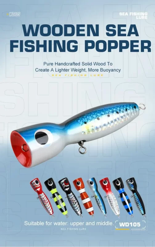 wooden sea fishing popper
