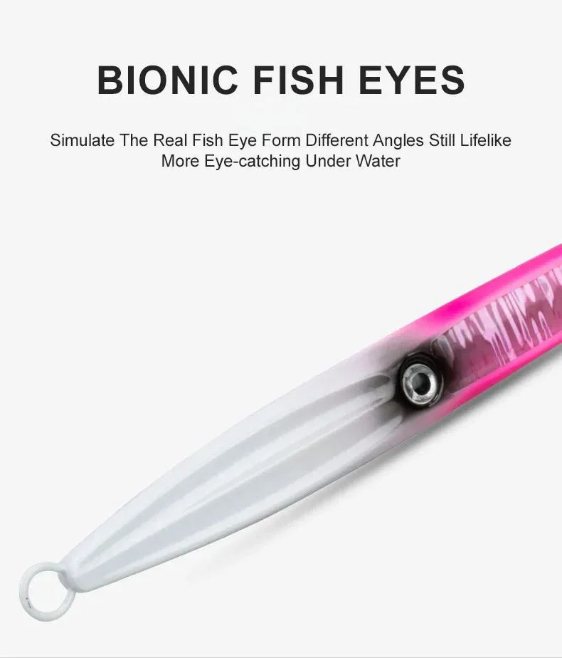 Detailed view of the lure’s structure and features, including the glowing and UV effect on the hook.