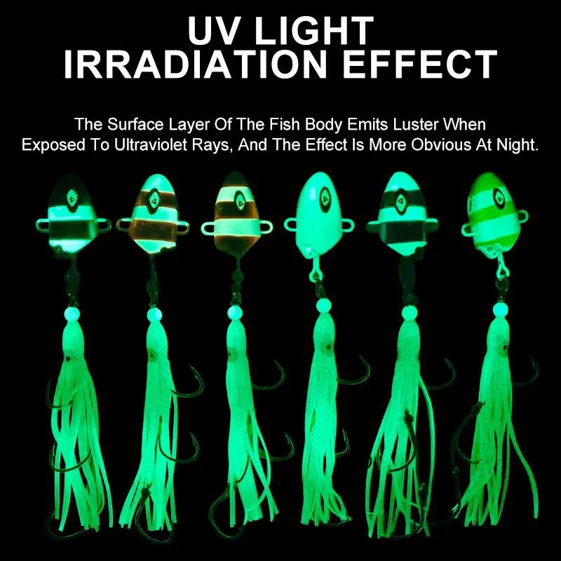  LureZ Bolt Squid Lures with bionic squid skewer hook and UV glow effects