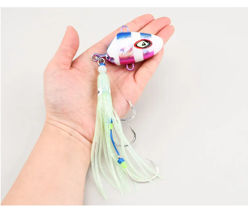  LureZ Bolt JIG-18 Squid Lure showcasing the UV effect and multiple color options