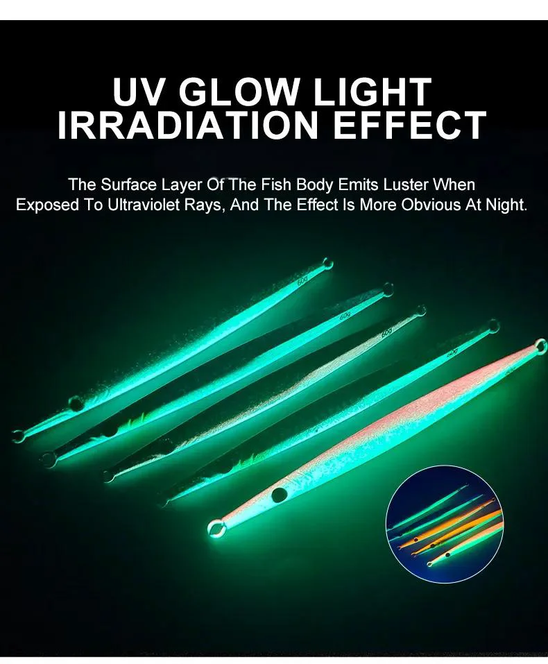 Color showcase of the JIG5 jig with UV glow effect.
