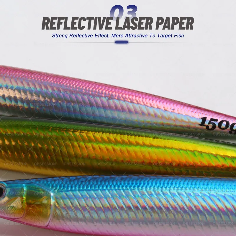 Reflective laser paper jig surface displaying strong shimmering effect underwater