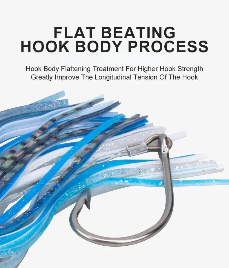 Flat beating hook body process, showing the durable hook construction for stronger fish retention.