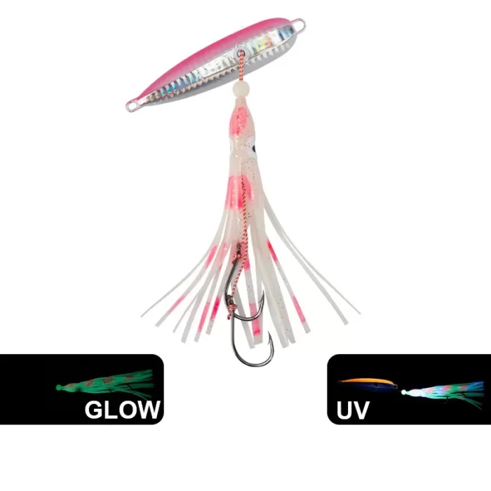 Slow Jig Squid Skirt Metal Jig | Saltwater Lure with Glow Octopus Skirt - Image 2
