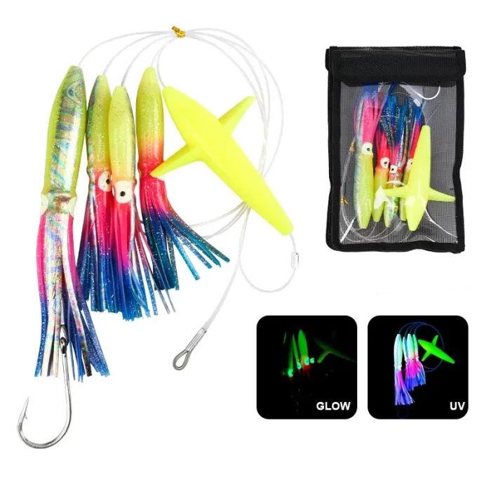 Airplane Trolling Squid Skirt Lure Set for Tuna Saltwater Fishing - Image 6