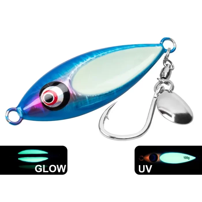 Glow Fish-Eye Metal Jig Lure | Slow Jigging with Single Hook & Blade - Image 3