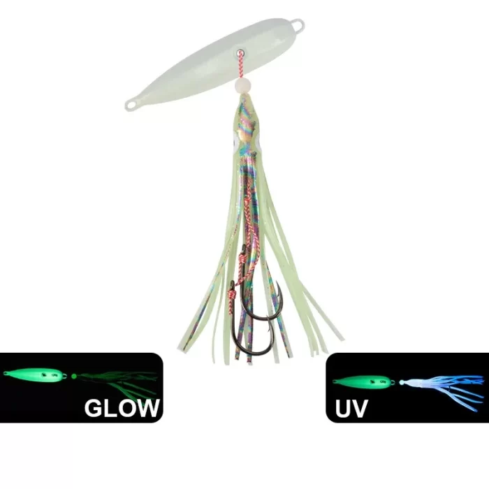 Slow Jig Squid Skirt Metal Jig | Saltwater Lure with Glow Octopus Skirt - Image 3