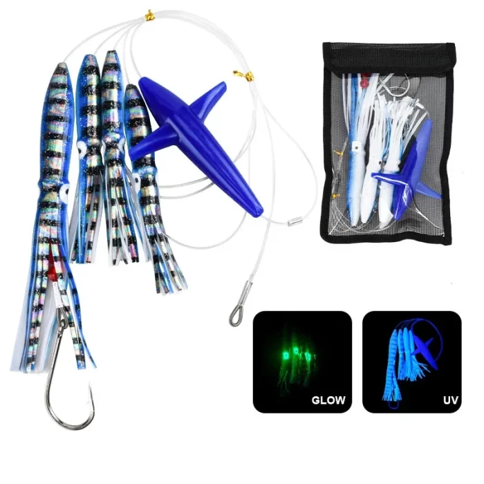 Airplane Trolling Squid Skirt Lure Set for Tuna Saltwater Fishing - Image 4