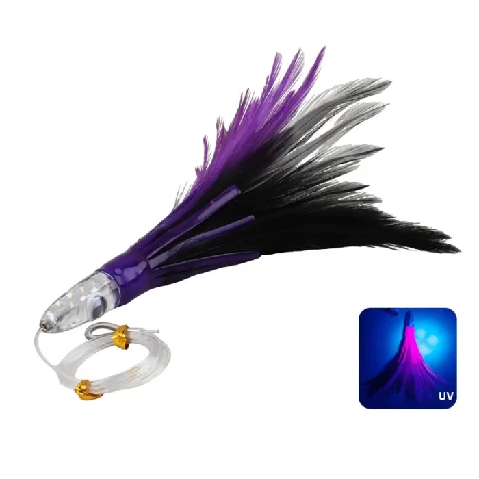 Glow-in-the-Dark Feather Trolling Lures | Offshore Lure Kit for Tuna & Big Game Fish - Image 3