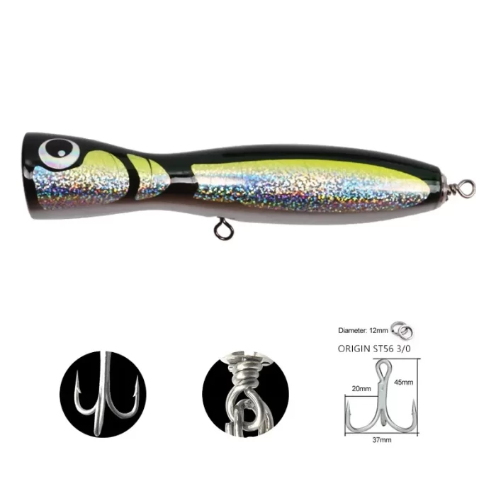 Wooden Big Popper Lure for Deep Sea – Splash Action for GT & Tuna Fishing - Image 2