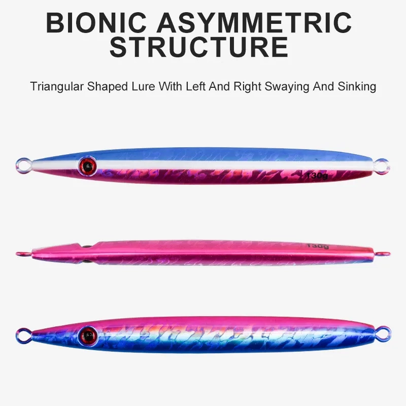 Asymmetric jig design showing left and right swaying and sinking action