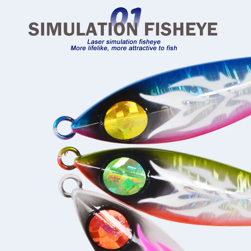Close-up of three JIG17 models showing laser-simulated 3D fisheyes in various colors.