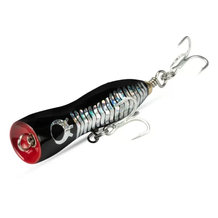Triple Hook Reflective Wooden Popper Fishing Lure for Saltwater with High Visibility Design - Image 4